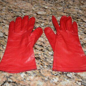 Beautiful Philippines Red leather Soft Vintage gloves Style# WPL 9633